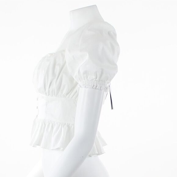 GUESS Womens Sweetheart-Neck Peplum Pure White - Picture 4 of 5